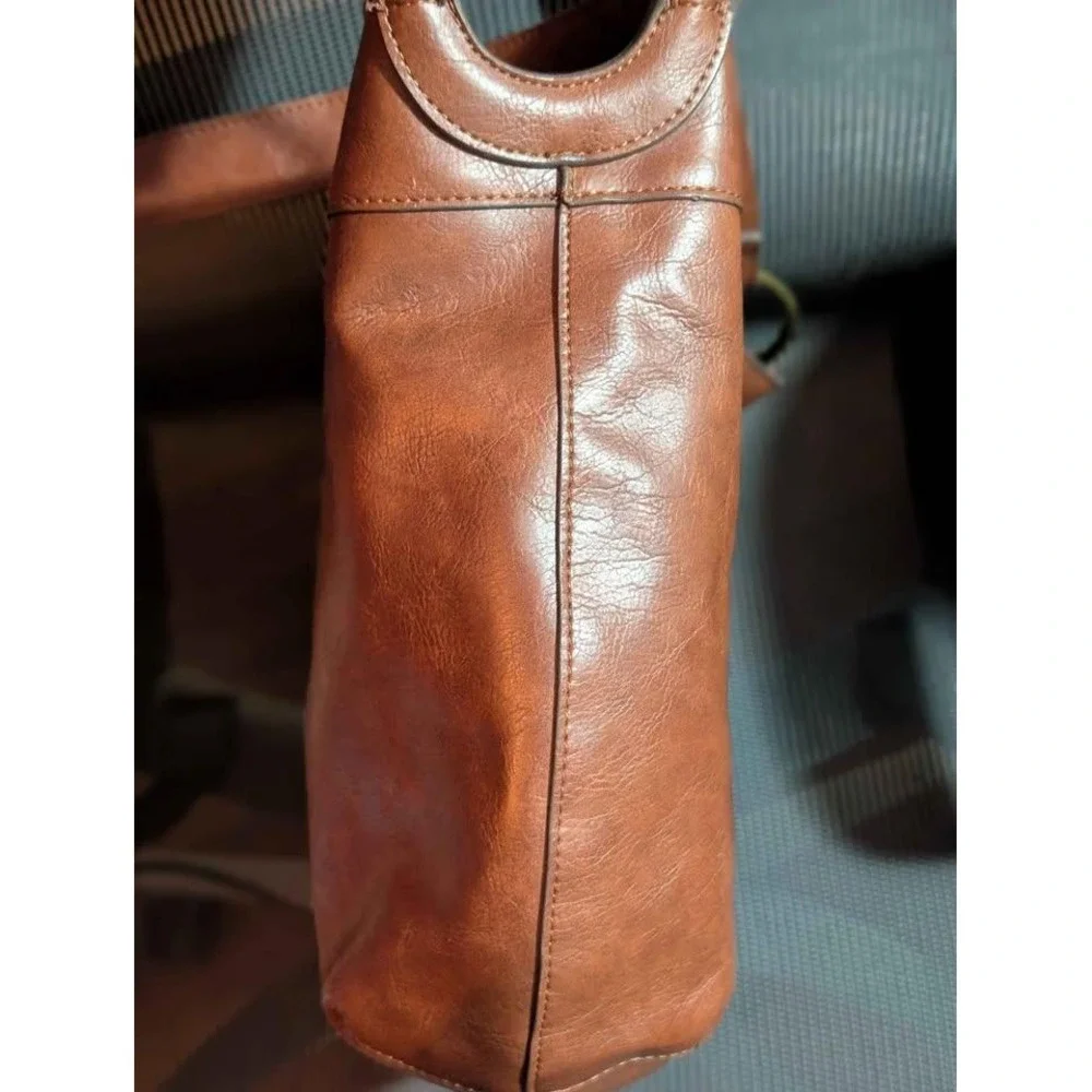 Time‎ and Tru Piper Hobo Bag Brown Faux Leather Shoulder Purse